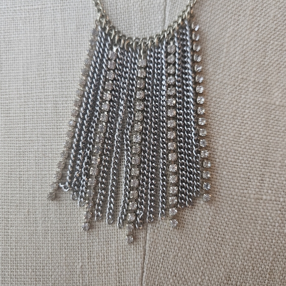 Silver Chain & Rhinestone Fringe Pendant - Picture 4 of 8